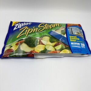 Ziploc Zip'N Steam Medium Cooking Bags 1 Pack of 10 Bags OPEN Bag Unused
